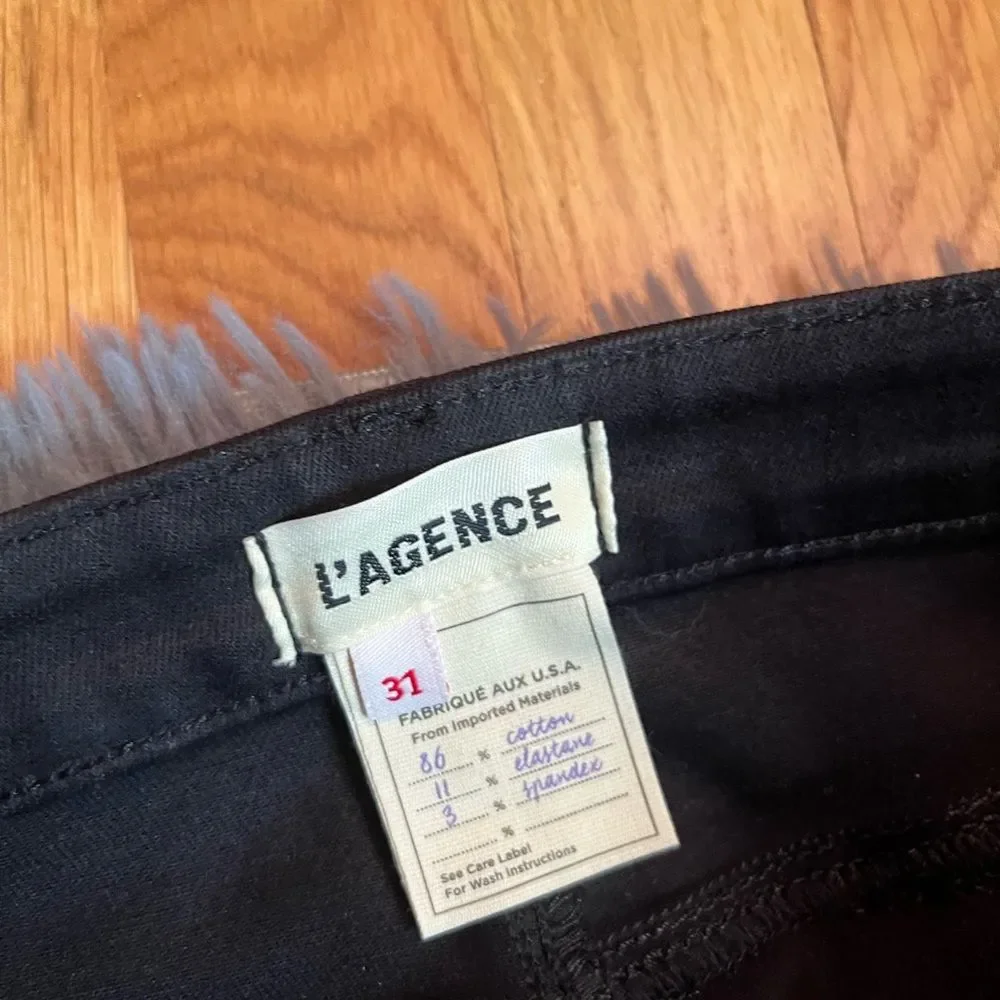 L'agence Beatrix Black Coated Baby Boot Jean Pants Size 31